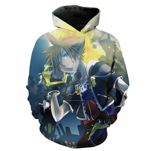 Sora With Keyblade Kingdom Hearts All Over Print 3D Hoodie