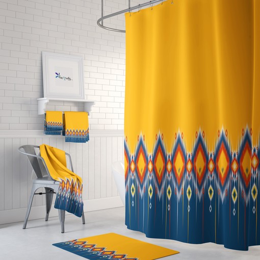 Southwest Boho Bathroom Decor Shower Curtains with Vintage Print - Image 2