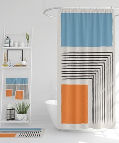 Spa-inspired Bathroom Set with Boho Shower Curtain, Elegant Boho Style