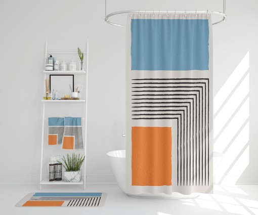 Spa-inspired Bathroom Set with Boho Shower Curtain, Elegant Boho Style