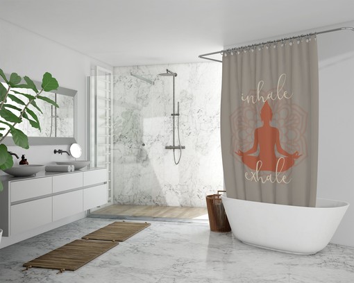Spiritual Bathroom Decor with Yoga Lover Shower Curtain featuring Inhale Exhale and Mandala Design - Image 3