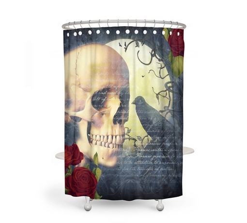 Spooky Gothic Skull Shower Curtain for a Unique Bathroom Decor - Image 2