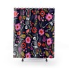 Spooky Skull Flower Shower Curtain, Halloween Print Bathroom Decor, Design Art Gift Idea