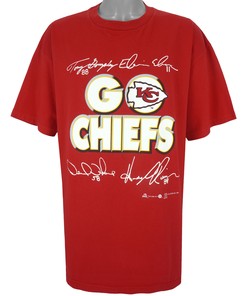 Sport Shirts Girls - NFL Kansas City Go Chiefs, Players Autographed T-Shirt 1999 Vintage Tshirt