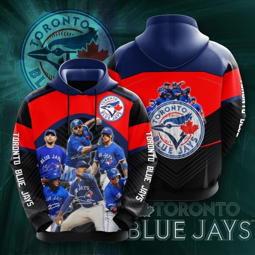 Sport Theme All Over Print Hoodie of Toronto Blue Jays with 3D Effect - Perfect for Game Day