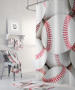 Sports Fanatic Baseball Shower Curtain | Cool Bathroom Decor | At Home Shower Curtains