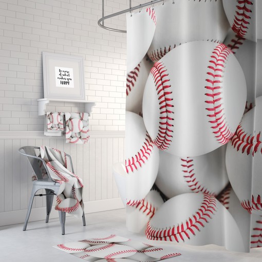 Sports Fanatic Baseball Shower Curtain | Cool Bathroom Decor | At Home Shower Curtains