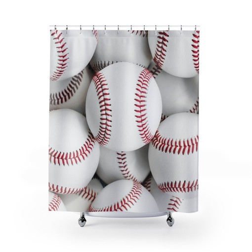 Sports Fanatic Baseball Shower Curtain | Cool Bathroom Decor | At Home Shower Curtains - Image 2