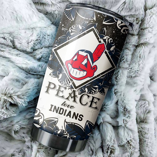 Spreading Peace and Love with Custom MLB Logo - Cleveland Indians MLB Tumbler with MLB Coffee Tumbler