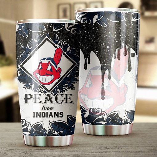Spreading Peace and Love with Custom MLB Logo - Cleveland Indians MLB Tumbler with MLB Coffee Tumbler - Image 2