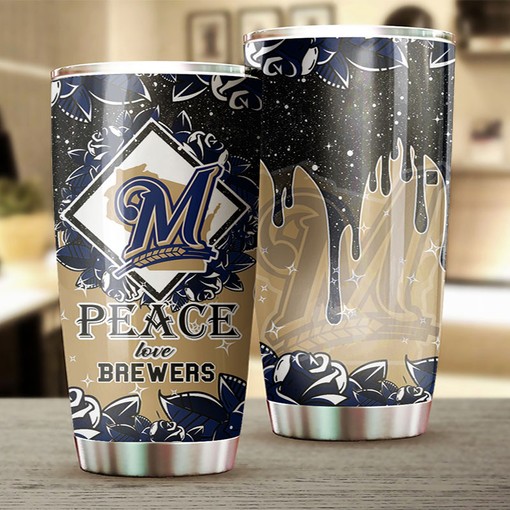 Spreading Peace and Love with Custom MLB Logo - Milwaukee Brewers MLB Tumbler with Personalized Tumbler - Image 2