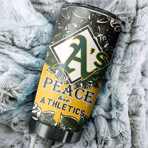 Spreading Peace and Love with Custom MLB Logo - Oakland Athletics MLB Tumbler with Sports Tumbler 20oz