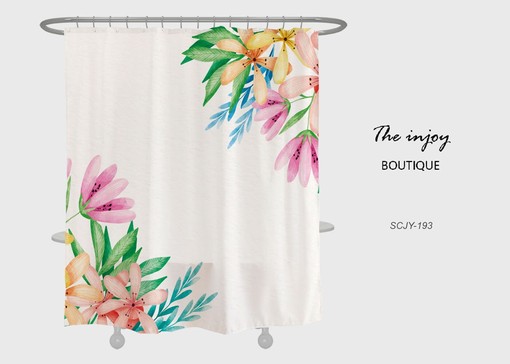 Spring Floral Shower Curtain, Customizable Size, Plant Bathroom Decor with Hooks