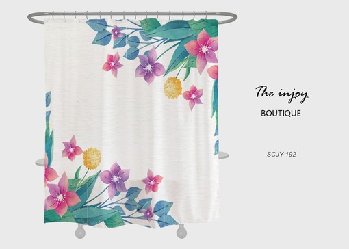 Spring Flowers Shower Curtain with Hooks, Customizable Size, Plant Bathroom Decor