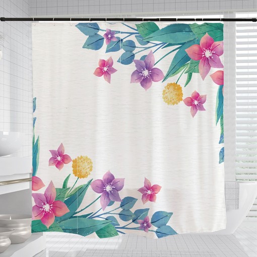Spring Flowers Shower Curtain with Hooks, Customizable Size, Plant Bathroom Decor - Image 3
