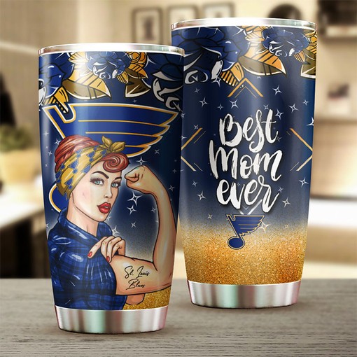 St. Louis Blues NHL Tumbler - Strong Best Mom Ever Tumbler for Hockey Fanatics - G Fanatics