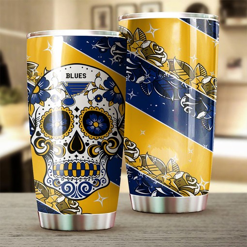 St. Louis Blues NHL Tumbler with Skull Design - Perfect Drinkware for Fans
