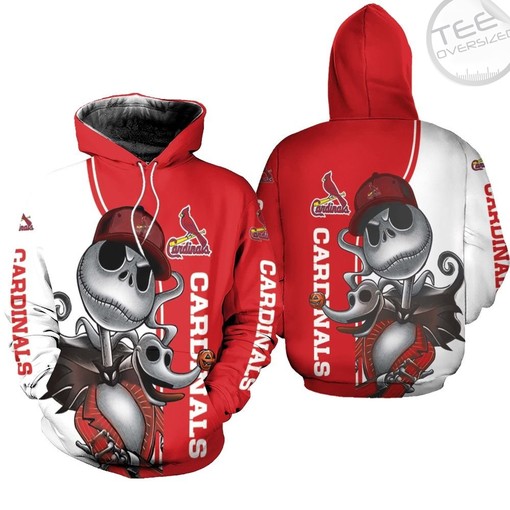 St. Louis Cardinals All Over Print 3D Hoodie with Jack Skellington and Zero Zip Hoodie
