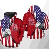 St. Louis Cardinals All Over Print US Flag 3D Hoodie Zipper - 3D Printed Hoodies