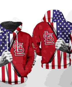 St. Louis Cardinals All Over Print US Flag 3D Hoodie Zipper - 3D Printed Hoodies