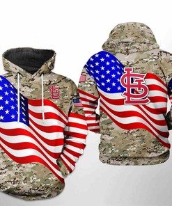 St. Louis Cardinals All Over Print US Flag Camo Veteran 3D Hoodie - 3D Hoodies for Men Graphic