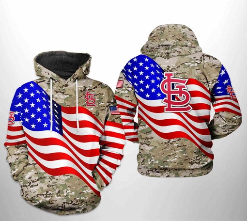 St. Louis Cardinals All Over Print US Flag Camo Veteran 3D Hoodie - 3D Hoodies for Men Graphic