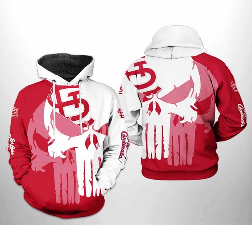 St. Louis Cardinals MLB Team Skull Hoodie in All-Over Print