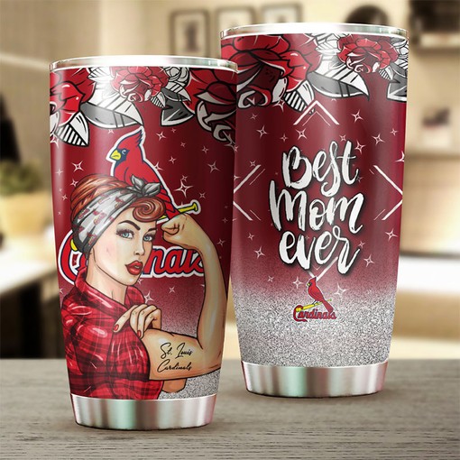 St. Louis Cardinals MLB Tumbler - The Strongest Best Mom Ever Gift for Baseball-loving Moms with Custom MLB Logo