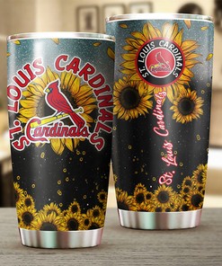 St. Louis Cardinals MLB Tumbler with Sunflower Design - Ideal Tumbler for Cardinals Lovers