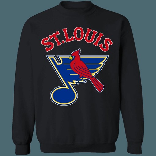 St.Louis Blues-Cardinals MASH-UP MLB NHL Sweatshirt Hoodie TShirt for Hockey Lover - Image 2
