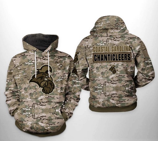 Stand out from the Crowd with Coastal Carolina Chanticleers NCAA Camo Veteran 3D Hoodie Featuring Custom All Over Print