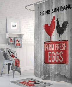 Standout Primitive Chicken Farmhouse Shower Curtain for Your Bathtub