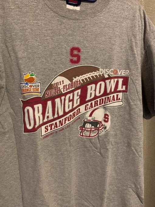 Stanford Football Orange Bowl Vintage Tee Hoodie - American University T Shirt - Image 2