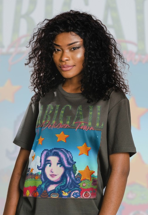 Stardw Vally ABIGAIL T-shirt - Featuring Food Spirit & ABIGAIL Character, Farming Harvst Moon Rpg Video Game