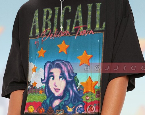 Stardw Vally ABIGAIL T-shirt - Featuring Food Spirit & ABIGAIL Character, Farming Harvst Moon Rpg Video Game - Image 2
