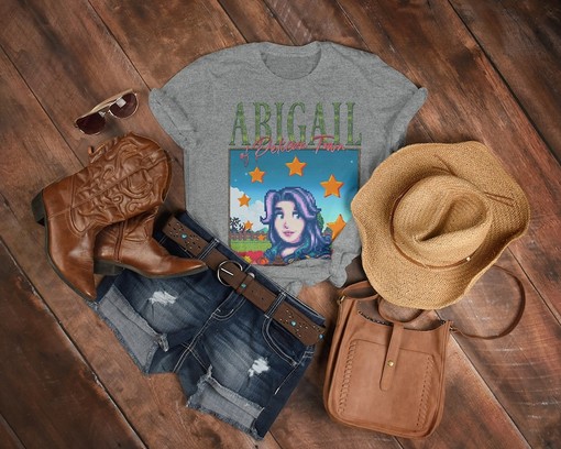 Stardw Vally ABIGAIL T-shirt - Featuring Food Spirit & ABIGAIL Character, Farming Harvst Moon Rpg Video Game - Image 3