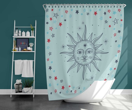 Starry Night Moon Stars Luxury Shower Curtain | Moonlight Sonata Home Bath Decor