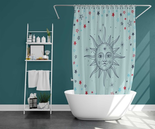 Starry Night Moon Stars Luxury Shower Curtain | Moonlight Sonata Home Bath Decor - Image 2