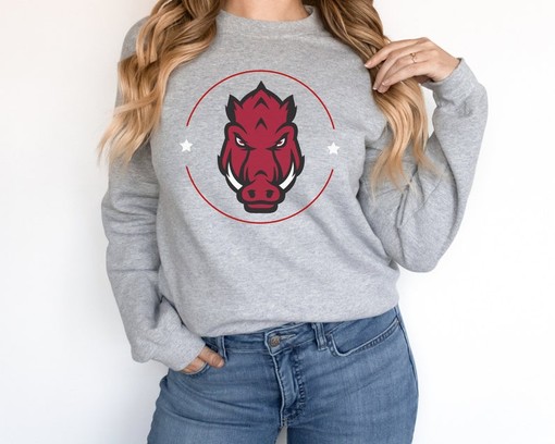 Stay Cozy on Game Day with This Arkansas Razorback Crewneck Sweatshirt, NCAA Shirts for Men