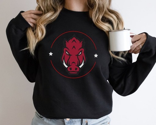 Stay Cozy on Game Day with This Arkansas Razorback Crewneck Sweatshirt, NCAA Shirts for Men - Image 2