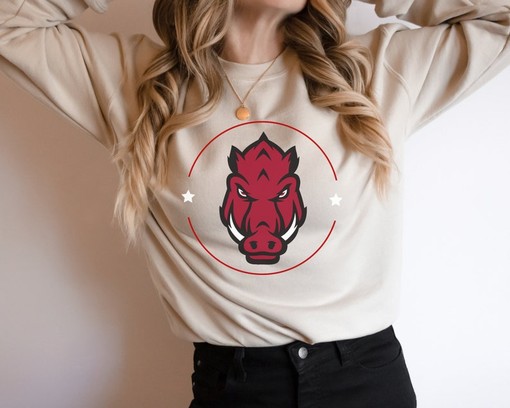 Stay Cozy on Game Day with This Arkansas Razorback Crewneck Sweatshirt, NCAA Shirts for Men - Image 3
