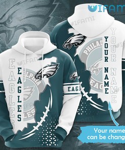 Stay Individual with Custom Name Philadelphia Eagles White Green Logo 3D Hoodies