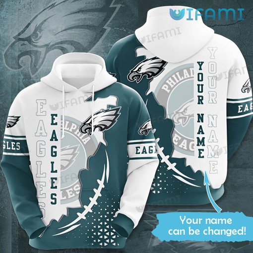 Stay Individual with Custom Name Philadelphia Eagles White Green Logo 3D Hoodies