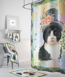 Steampunk Cat Bathroom Decor with Unique Shower Curtain for Cat Lovers featuring Restroom Shower Curtains