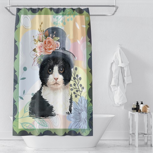Steampunk Cat Bathroom Decor with Unique Shower Curtain for Cat Lovers featuring Restroom Shower Curtains - Image 2