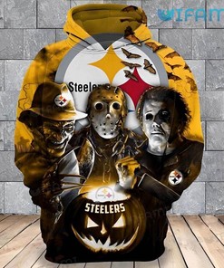 Steelers Jason Michael Freddy Jack-O-Lantern Halloween 3D Hoodie with Spooky Steelers Design
