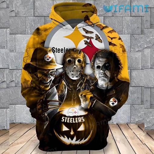 Steelers Jason Michael Freddy Jack-O-Lantern Halloween 3D Hoodie with Spooky Steelers Design