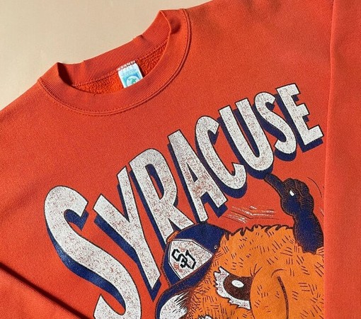 Step Up Your Game with 90s Syracuse University Basketball Football Sweatshirt - Image 2
