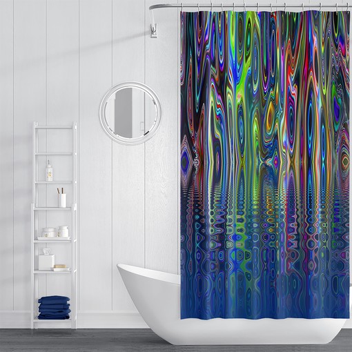 Stormy Boho Abstract Shower Curtain Set with Optional Bath Mat and Towels - Image 2