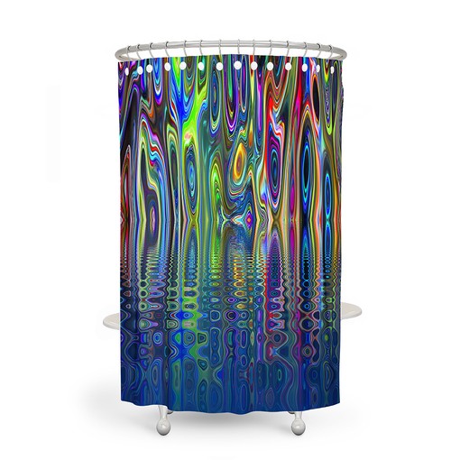 Stormy Boho Abstract Shower Curtain Set with Optional Bath Mat and Towels - Image 3